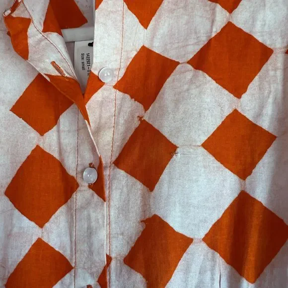 NWT Studio 189 Cotton Maxi Blouson Sleeve Shirt Dress in Orange Size Small